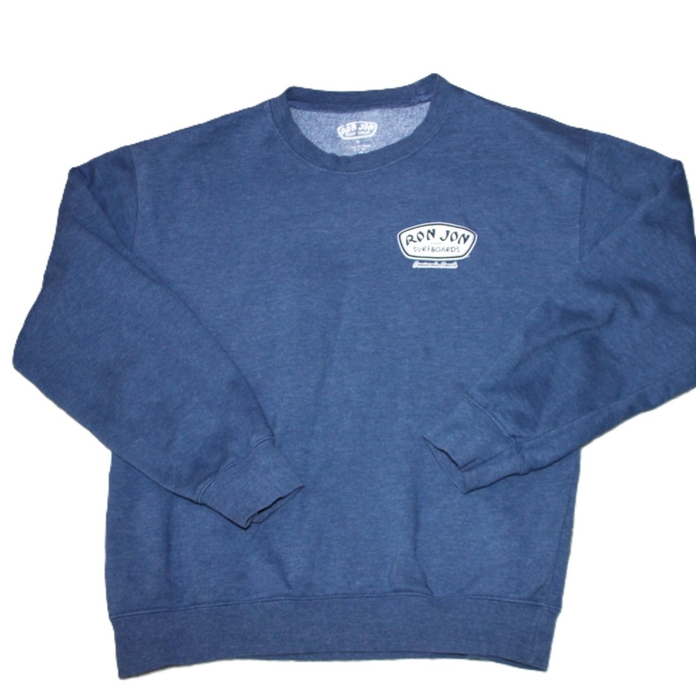 Ron Jon Sweatshirt Mens M Blue Pullover Fleece Graphic Print Pensacola Beach